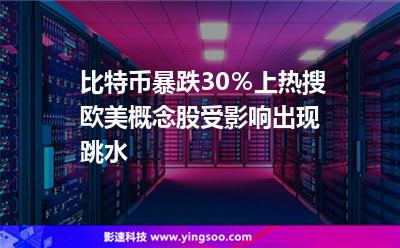 比特币暴跌30％上热搜，欧美概念股受影响出现跳水